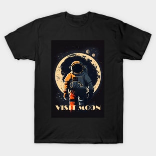 Moon Adventure Vintage Travel Poster T-Shirt